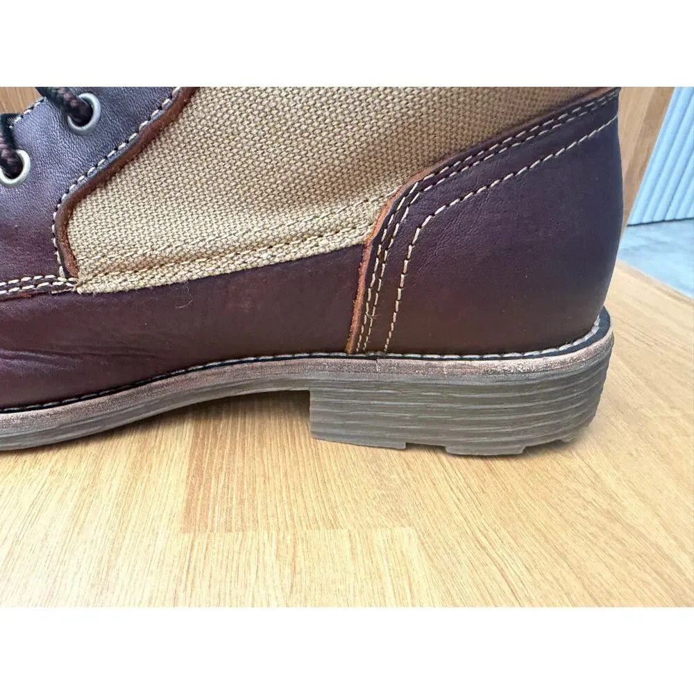 Levi’s Brown Leather Canvas Lace Up Boots Mens 9.5 Rugged Casual